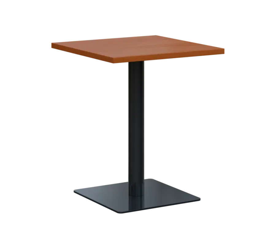 SQT 450 - 1 stůl hranlatý, deska 600x600 mm, síla 25 mm, trubková noha černá, olše jantar